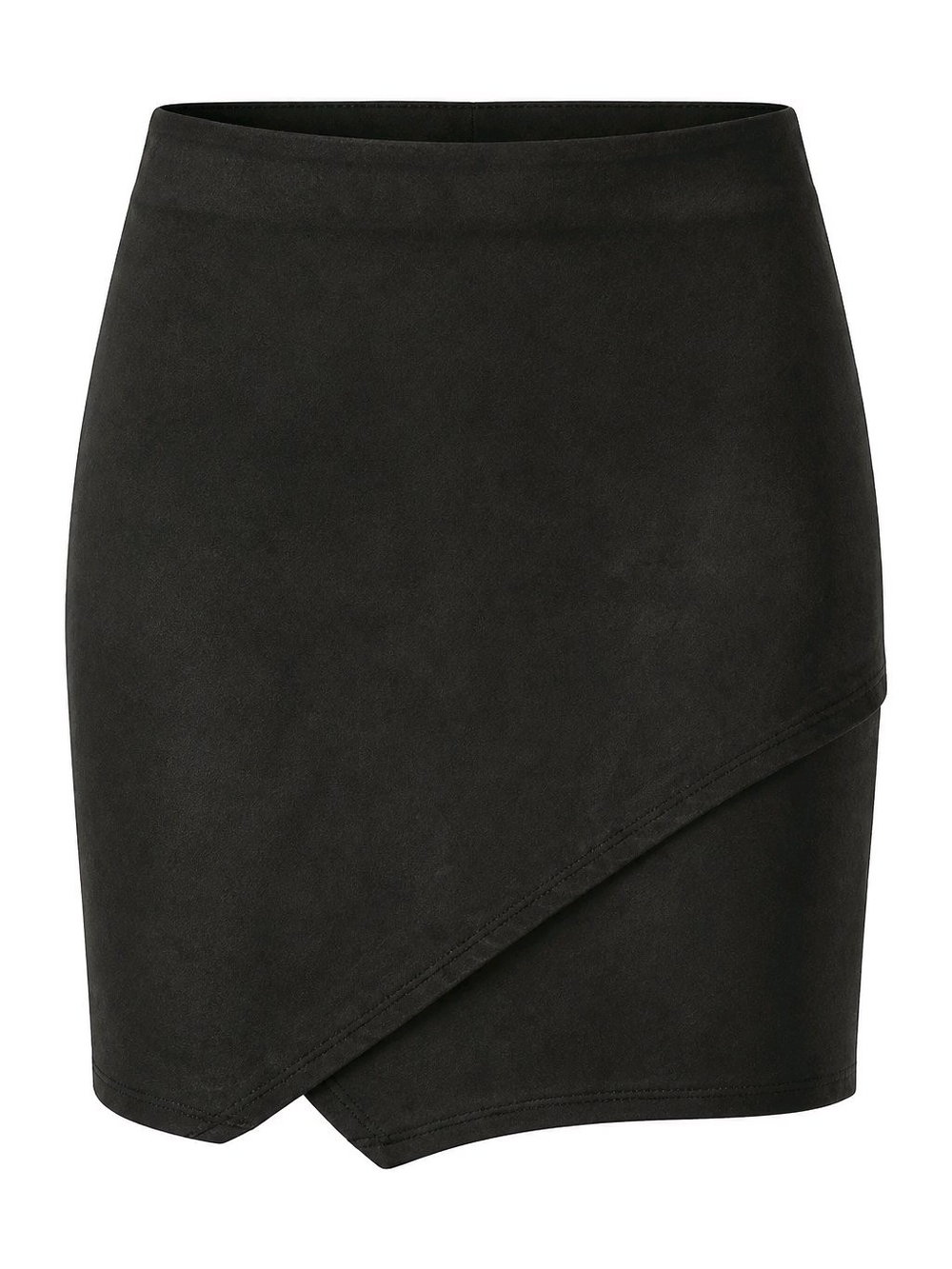 Windsor Black Faux Leather Asymmetrical Mini Skirt Made in USA 24" waist 1192